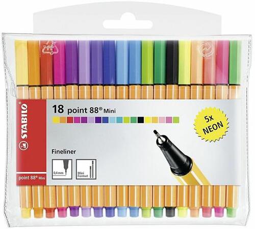 Per #0015 PENNA STABILO POINT 88 FINELINER FINE 0,4 Colore NERO 88-46