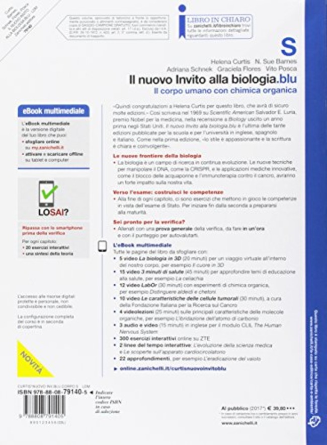 Il Nuovo Invito Alla Biologiablu Il Corpo Umano Con Chimica Organica Con Contenuto Digitale Fornito Elettronicamente